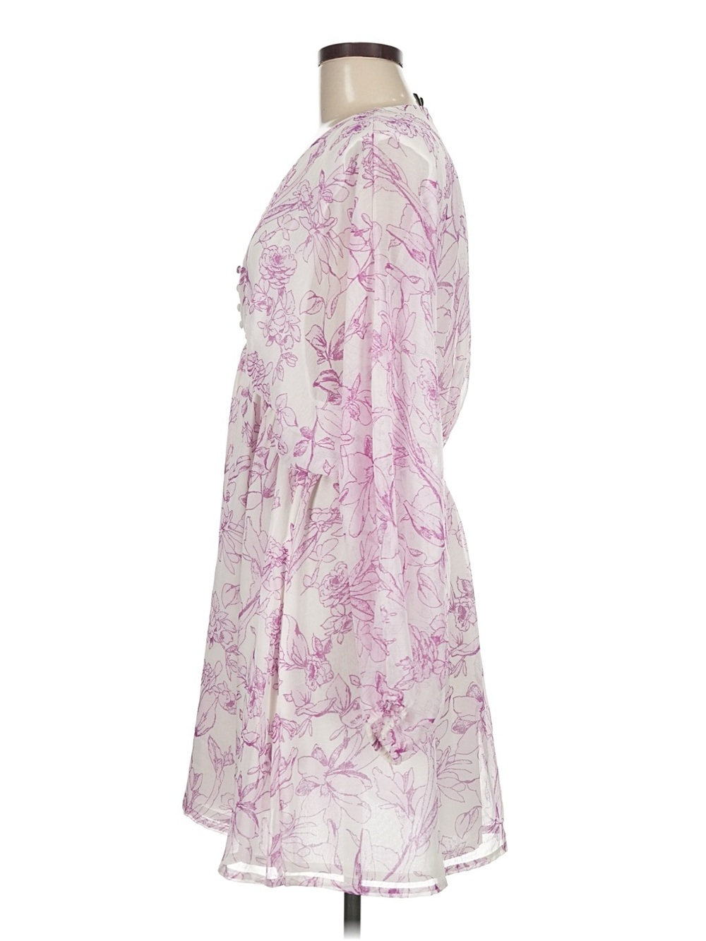 Floral V-Neck Mini Dress in Light Pink - Picture 4 of 8